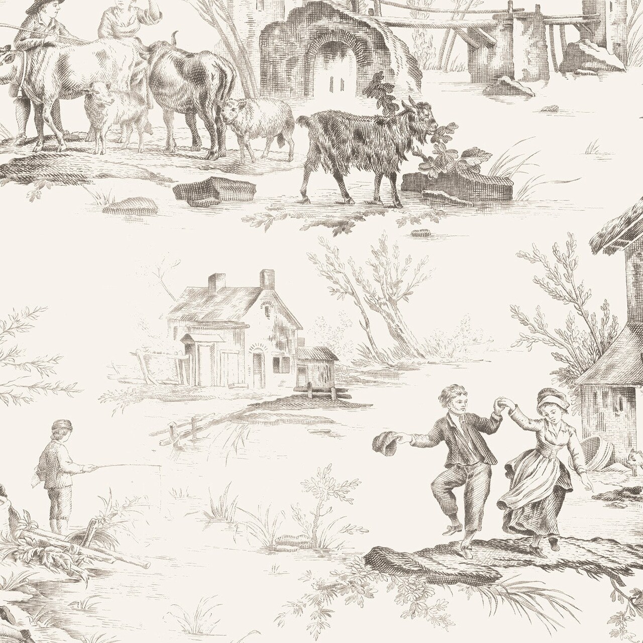 Fabric Wilmington Ivory Toile Blackberry Bramble by the Quarter Yard 98758-199